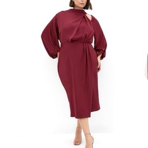 City Chic Womens Plus Sz 20 Jaylee Dress Burgundy Maroon NWT Formal Faux Wrap
